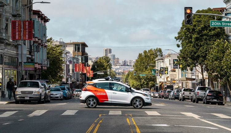 cruise autonomous vehicle on a san francisco street